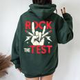 Testing Day Rock The Test Rock Music Teacher Student Women Oversized Hoodie Back Print Forest
