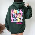 Testing Day Teacher Student Motivational Rock The Test Women Oversized Hoodie Back Print Forest