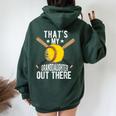 That's My Granddaughter Out There Softball Grandpa Grandma Women Oversized Hoodie Back Print Forest
