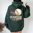 That's My Grandson Out There Baseball Grandma Mother's Day Women Oversized Hoodie Back Print Forest