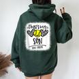 That's My Son Out There Number 69 Softball Mom & Dad Women Oversized Hoodie Back Print Forest