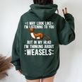 Thinking About Weasel Lover Weasel Girl Weasel Boy Women Oversized Hoodie Back Print Forest