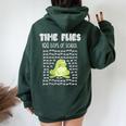 Time Flies 100 Days School Frog 100Th Day Student Women Oversized Hoodie Back Print Forest