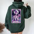 The Tired Mom Tarot Card Witchy Floral Skeleton Women Oversized Hoodie Back Print Forest