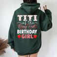 Titi Of The Berry First Birthday Girl Sweet Strawberry Bday Women Oversized Hoodie Back Print Forest