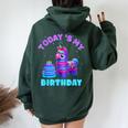 Todays My Birthday Llama Boy Family Party Decorations Women Oversized Hoodie Back Print Forest