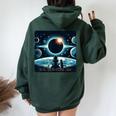 Total Solar Eclipse 2024 Girl Cat Eclipse Women Oversized Hoodie Back Print Forest