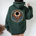 Totality April 8 2024 Total Solar Eclipse Yoga Women Oversized Hoodie Back Print Forest