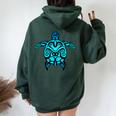 Tribal Hawaiian Maori Sun Sea Turtle 2-Sided Women Oversized Hoodie Back Print Forest