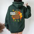 Turkey Eat Pizza Thanksgiving Party Kid Women Oversized Hoodie Back Print Forest