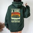 Never Underestimate A Girl With A Pontoon Boat Captain Women Oversized Hoodie Back Print Forest