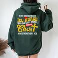 Never Underestimate A Icu Nurse Who Does All Things Women Oversized Hoodie Back Print Forest