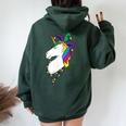 Unicorn Mardi Gras Magical Street Parade Women Oversized Hoodie Back Print Forest