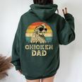 Vintage Chicken Dad Chicken Lovers Daddy Father's Day Women Oversized Hoodie Back Print Forest