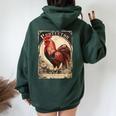 Vintage Gockel Elegant Rooster Bird Chicken Farmer Rooster Women Oversized Hoodie Back Print Forest