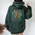 Vintage Horse Racing Painting Horse And Derby Lovers Women Oversized Hoodie Back Print Forest