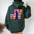 Vintage New York City Usa Flag Graphic New York City Women Oversized Hoodie Back Print Forest