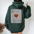 Vintage Poker Playing Cards Ace Of Hearts Women Oversized Hoodie Back Print Forest