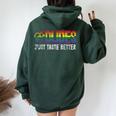 Vintage Rainbow Dude Just Taste Better Pride Gay Lgbtq Women Oversized Hoodie Back Print Forest