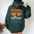 Vintage Retro My Favorite Teacher Calls Me Dad Father's Day Women Oversized Hoodie Back Print Forest