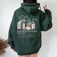 Vintage Retro Floral Booktrovert Book Reader Lover Womens Women Oversized Hoodie Back Print Forest