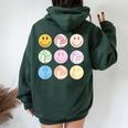 Volleyball Vibes Smile Face Hippie Volleyball Girls Women Oversized Hoodie Back Print Forest