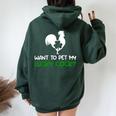 Want To Pet My Lucky Cock St Patrick's Day Chicken Pun Women Oversized Hoodie Back Print Forest