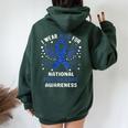 I Wear Blue For National Foster Care Awareness Month Women Oversized Hoodie Back Print Forest