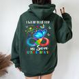 I Wear Blue For My Son Autism Awareness Mom Dad Women Oversized Hoodie Back Print Forest