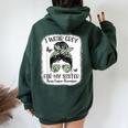 I Wear Gray For My Sister Messy Bun Brain Cancer Awareness Women Oversized Hoodie Back Print Forest