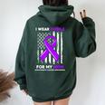 I Wear Purple For My Mom Mother Pancreatic Cancer Awareness Women Oversized Hoodie Back Print Forest