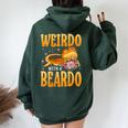 Weirdo With A Beardo Bearded Dragon Beardie Women Oversized Hoodie Back Print Forest