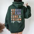 Whiskey Steak Guns & Freedom Whisky Alcohol Steaks Bbq Women Oversized Hoodie Back Print Forest