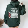 Whiskey Steak Guns Freedom Gun Bbq Drinking -On Back Women Oversized Hoodie Back Print Forest