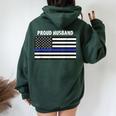 My Wife Is A Police Officer Proud Husband Blue Line Women Oversized Hoodie Back Print Forest
