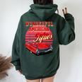 Wonderful American Fifties Retro Sunset 50S Vintage Car Women Oversized Hoodie Back Print Forest