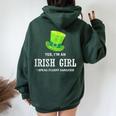 Yes I’M An Irish Girl I Speak Fluent Sarcasm St Patrick's Women Oversized Hoodie Back Print Forest