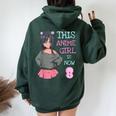 This Anime Girl Is Now 8 Years Old Birthday Girl Kawaii Women Oversized Hoodie Back Print Navy Blue