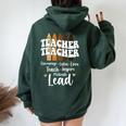 Black Teacher Melanin Crayons Black History Month Teacher Women Oversized Hoodie Back Print Navy Blue