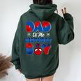 Dad Of The Birthday Spider Web Boy Mom And Dad Family Women Oversized Hoodie Back Print Navy Blue