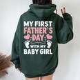 My First Fathers Day Baby Newborn Daughter Girl Women Oversized Hoodie Back Print Navy Blue