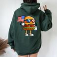 Fourth Of July Burger Hamburger 4Th Of July Boys Women Oversized Hoodie Back Print Navy Blue