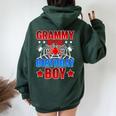 Grammy Of The Birthday Boy Costume Spider Web Party Grandma Women Oversized Hoodie Back Print Navy Blue