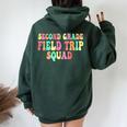 Groovy 2Nd Grade Field Trip Squad Teacher Students Matching Women Oversized Hoodie Back Print Navy Blue