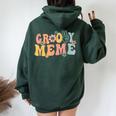 Groovy Meme Retro Mom Family Matching Mother's Day Women Oversized Hoodie Back Print Navy Blue