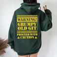 Grumpy Old Git T For Sarcastic Fathers Day Women Oversized Hoodie Back Print Navy Blue