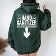 Hand Sanitizer Adult Humor Dirty Jokes Sarcastic Women Oversized Hoodie Back Print Navy Blue