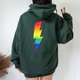 Lightning Bolt Gay Pride Rainbow Lgbtq Pride Women Oversized Hoodie Back Print Navy Blue