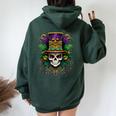 Mardi Gras Costume Sugar Skull Carnival Party Kid Women Oversized Hoodie Back Print Navy Blue