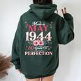 May 1944 Made In Flower 80Th Birthday 80 Year Old Women Oversized Hoodie Back Print Navy Blue